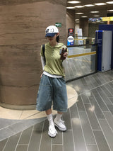 ローダブルニーバミューダデニムパンツ (3c)