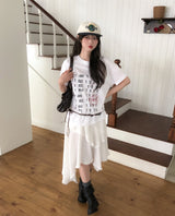 Humming Lace Unbalance Skirt
