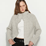 High-Neck Cardigan Ivory
