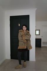 Reversible fur coat, Camel