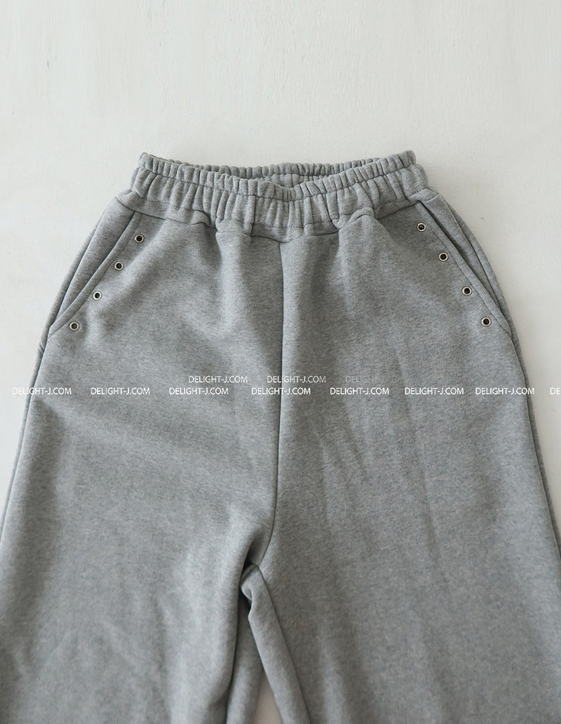 Punching eyelet string wide pants