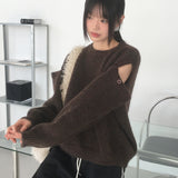 Siang open shoulder button knitwear