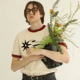 Shooting star Ringer tee @ Ivory * red