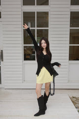 Elise Knitwear Pleats Skirt Cardigan Two-Piece