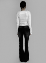 [mnem] split metal collar tee (white)