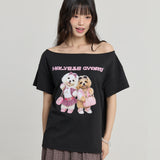 マルチーズギャルオフショルダーハーフスリーブTシャツ