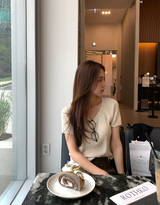 Rear Cool Linen Ribbed Short Sleeve Knit / 4 colors