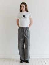 STRING FRILL TRACK PANTS GRAY