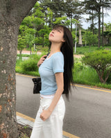 Sherbet Tencel See-Through Short Sleeve