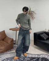 PLカーブドウォッシュ加工デニムパンツ
