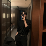 アーバンソリッドレーダータートルネック長袖Tシャツ
