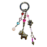 Punk pink horse keychain
