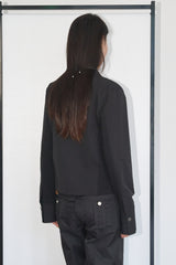 Diagonal-Zipper Mock-Neck Jacket (Black)