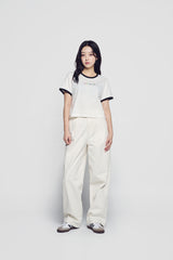 24FWベリーコラージュロゴクロップ半袖Tシャツ クリーム