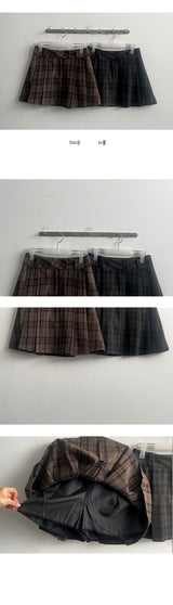 Upts Checkered Pleats Mini Skirt