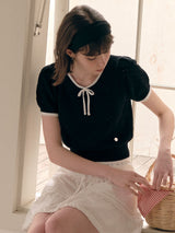 RIBBON SKASHI HALF KNIT BLACK
