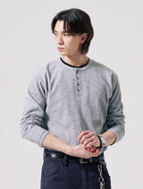 26SS★ テクスチャーヘンリーネックロングスリーブTシャツ