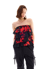 FLUTTER FRILL TOP SKIRT / RED