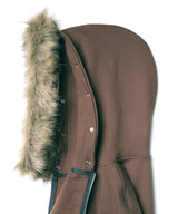 クロップファーフードジップアップ - Brown
