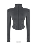 [Athletic] スカルプト ジップアップ ロングスリーブ トップ (3color)