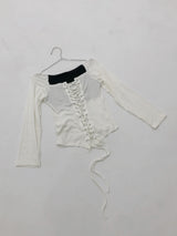 リボンコルセットオフショルダーTシャツ