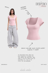 Minky Square Slim Color Short Sleeve T-shirt