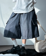 VIVID STITCH CARGO DENIM BERMUDA 💙🩵🤍3COLOR