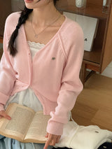 Motif Raglan V-neck Knit Cardigan (6color)