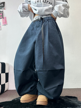 TWO PINTUCK RIVET BELT BALLOON LONG PANTS 🤎🖤💙3COLOR