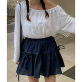 RIBBON SHIRRING SKIRT PANTS