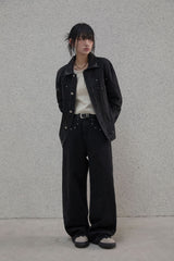 Studded selvage washed denim - Pants