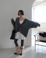 Mohair wool knitwear oversized-fit cardigan
