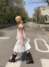 ディ ティアード シフォン バンディング ミディスカート