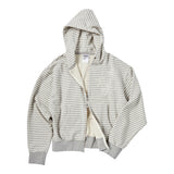 Untitled スターリーナイトスモールストライプフードジップアップ Melange White