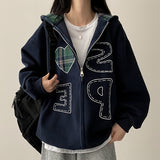 Pair Check Heart Hooded Zip-Up