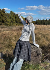 CHECK FLARE SKIRT
