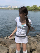 26SS★ [MADE/more BASIC] カバーラウンドボタンスリム半袖Tシャツ