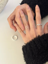 [4 set] bold chain ring set / 2 colors / daily simple mood silver ring