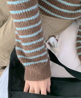 Milk Stripe Dangara Striped Hooded Knitwear