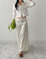 Jacquard Satin H-Line Long Skirt
