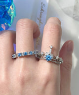 BLUE CUBIC CROWN RINGS