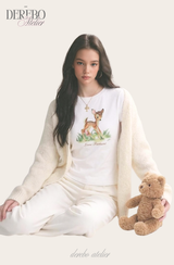 バンビ ラウンド スパンデックス ロングスリーブ Tシャツ
