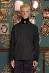 DYED ARGYLE LONG SLEEVE T SHIRT / CHARCOAL