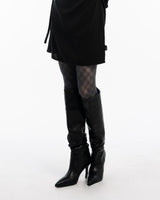 Y2K check pattern see-through black stockings (Black)