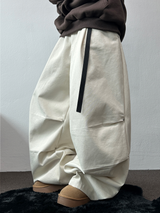TWO PINTUCK RIVET BELT BALLOON LONG PANTS 🤎🖤💙3COLOR