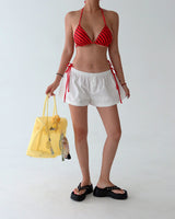 Red striped strap bikini
