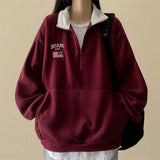 American Flag Coloring Fleece Semi-Zipup Anorak Sweatshirt