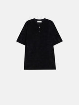 ソフトベロアヘンリーネック半袖Tシャツ