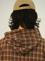 [SEMADE] City Check Overfit Hoody Shirts