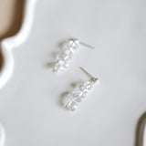 Pebble White Crystal Silver 925 Pierce handmade
